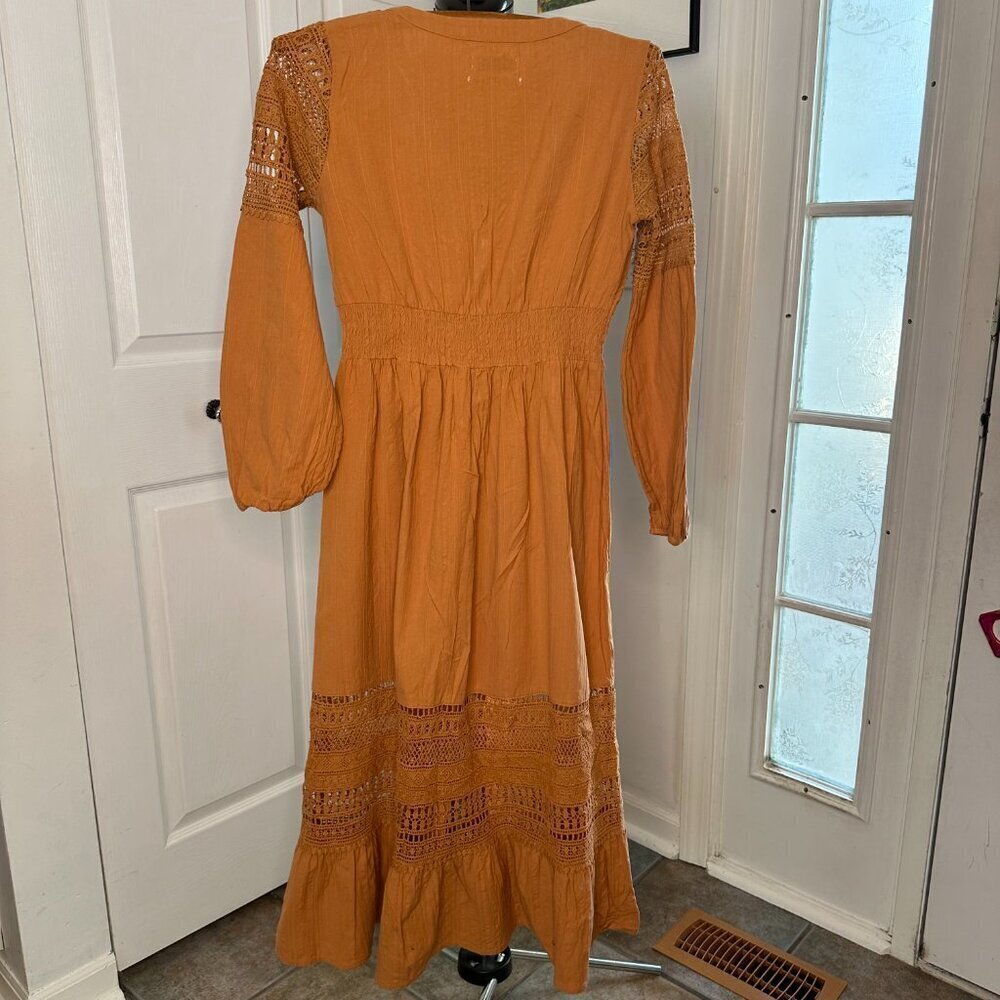 Urban Outfitters UO Clay Prairie Bohemian Kian Long Sleeve Dress Size Small - Picture 2 of 6